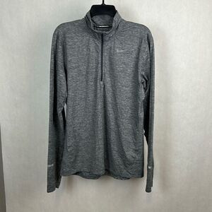 Nike Running 1/2 Zip Pullover Womens Fitted Sz Medium Gray Thumb Holes Half Zip